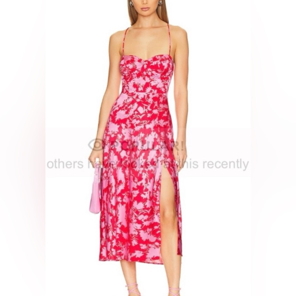 Gala dress red and pink floral.